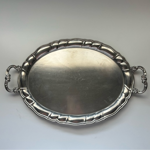 Irish Pewter Platter Handles Irish Made Vintage Old World Victorian Made Ireland - Picture 1 of 6